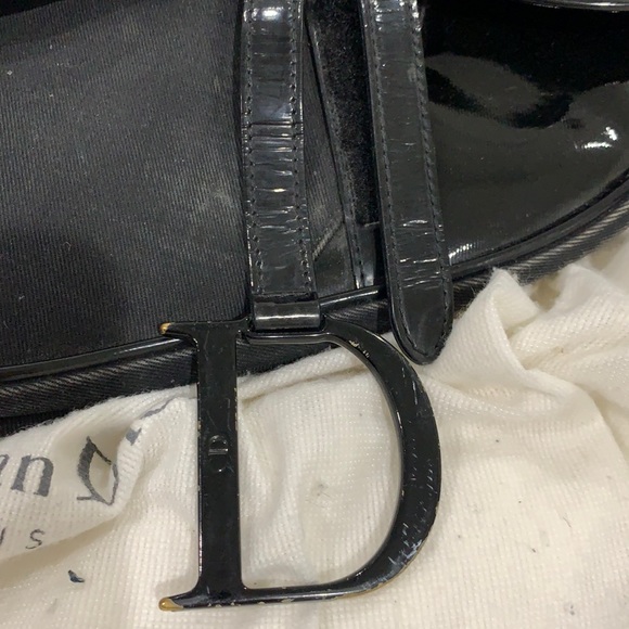 Christian Dior Canvas Patent Calfskin Saddle Bag - Picture 8 of 12